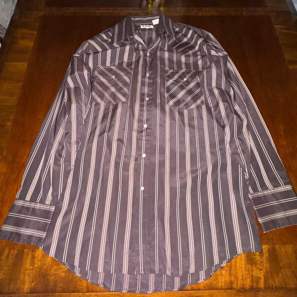Ely Cattleman‎ Pearl Snap Western Stripe Shirt Medium